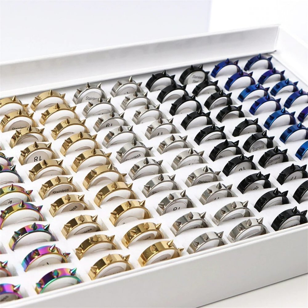 Multicolor Spike Stainless Steel Rings - Picture 7 of 7